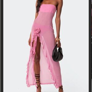 NWT Edikted Mesh Pink Maxi Dress